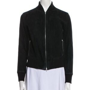 GOLDEN GOOSE DELUXE BRAND BLACK SUEDE ZIP JACKET XS LEATHER COAT STAND COLLAR